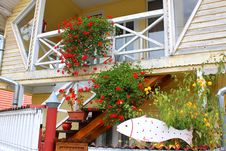 House With Decorative Flowers And Fish Stock Photos House With Decorative Flowers And Fish Stock Photos