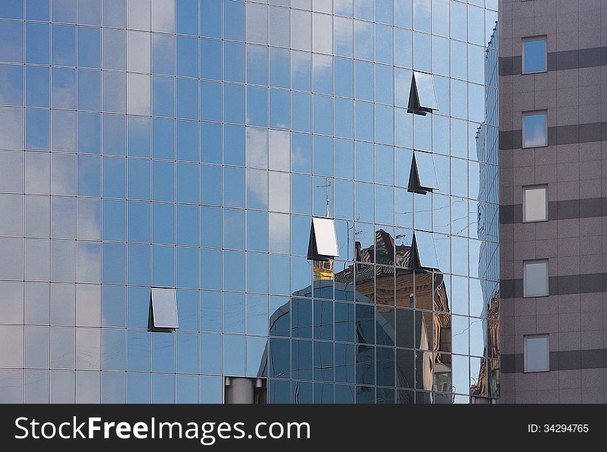 Glass windows of new buildings in Kiev - Uraine