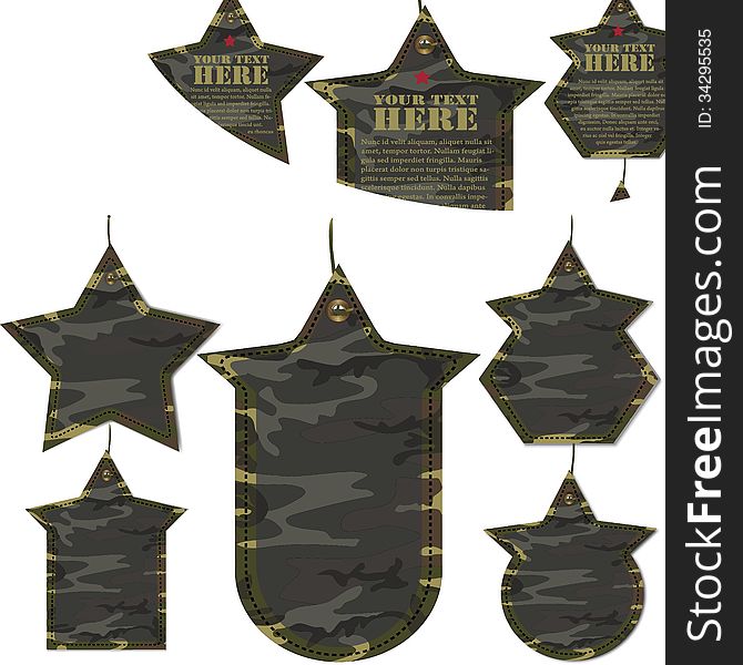 Blank Camouflage Military Different Tags Set