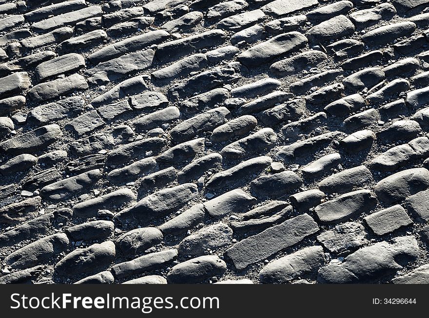 Pebbly Pavement Of The Spanish Ancient Road