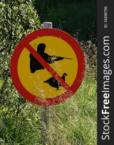 Roadsign Forbidden to Hunt in Iceland near Geysir