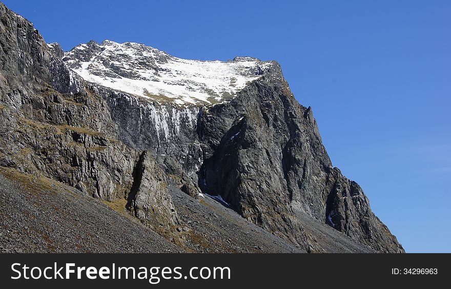 Mountain In The East Fjords In Iceland