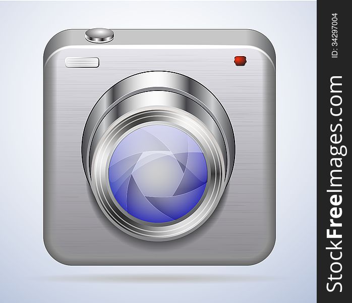 Photo camera icon with brushed metal effect