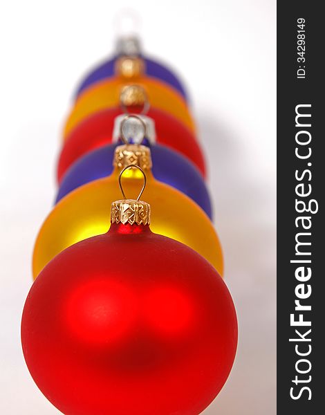 Colorful baubles in one row. Colorful baubles in one row