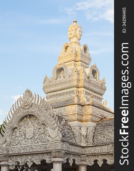 The white gable ornament of city pillar, Nan province, Thailand. The white gable ornament of city pillar, Nan province, Thailand