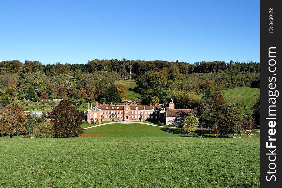 Autumn over Stonor House and Deer Park in South Oxfordshire, England. Autumn over Stonor House and Deer Park in South Oxfordshire, England