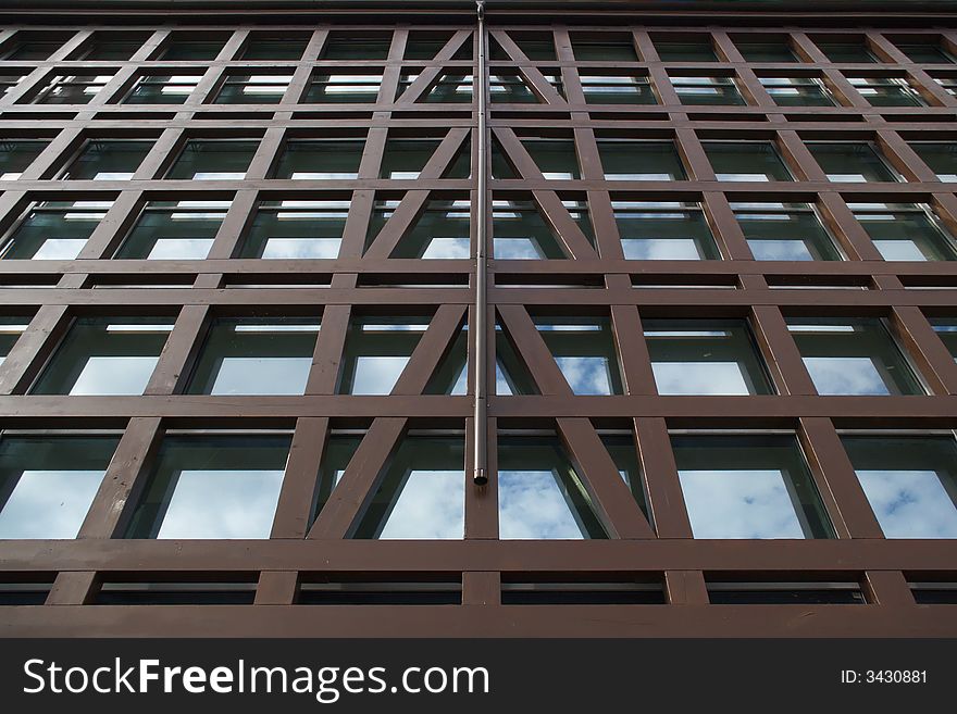 Wooden framing over the glass wall (diminishing perspective). Wooden framing over the glass wall (diminishing perspective)