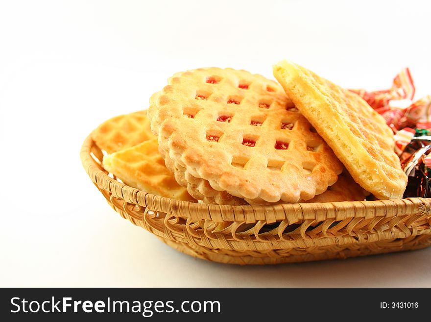 A canister of cookies and sweets