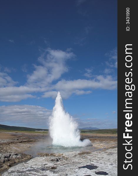 The Strokkur geyser in Iceland. The Strokkur geyser in Iceland