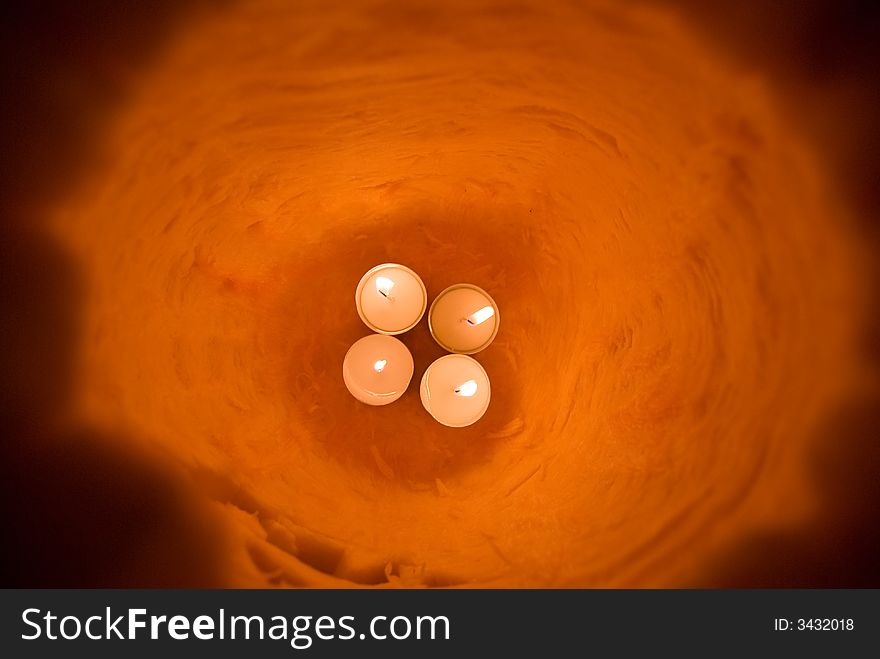 Candles in a Halloween Jack O' Lantern. Candles in a Halloween Jack O' Lantern