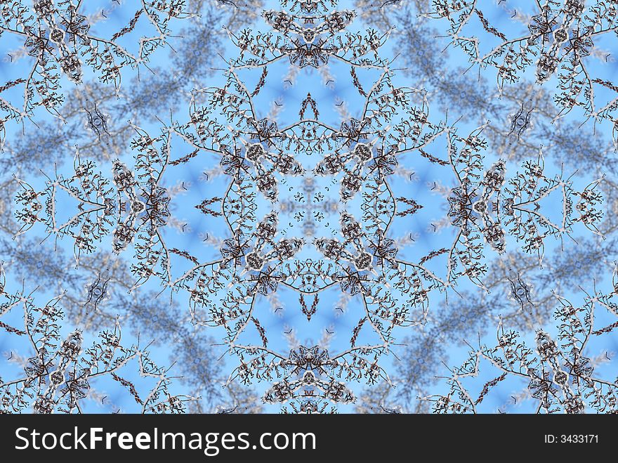 Abstract blue kaleidoscope winter background. Abstract blue kaleidoscope winter background