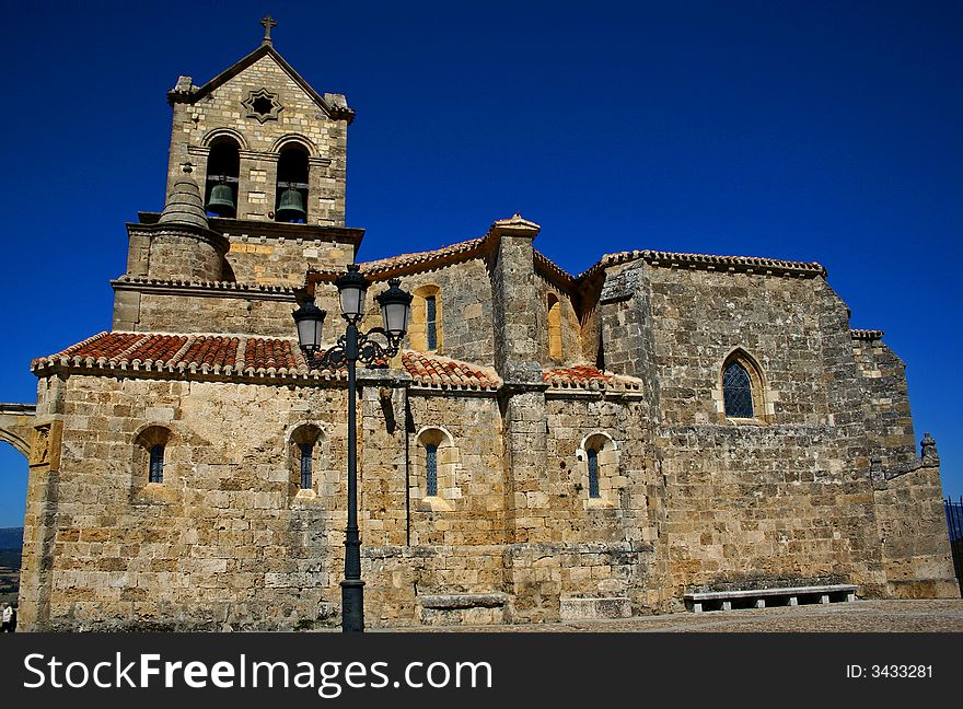 An image of an Spanish romanic church in Frias, Burgos.