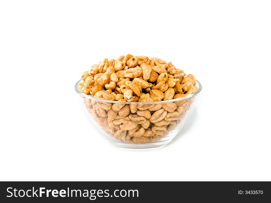 Corn-flakes in a transparent bowl