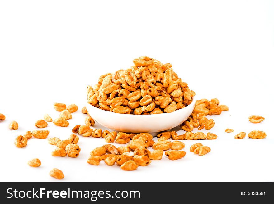 Corn-flakes in a transparent bowl