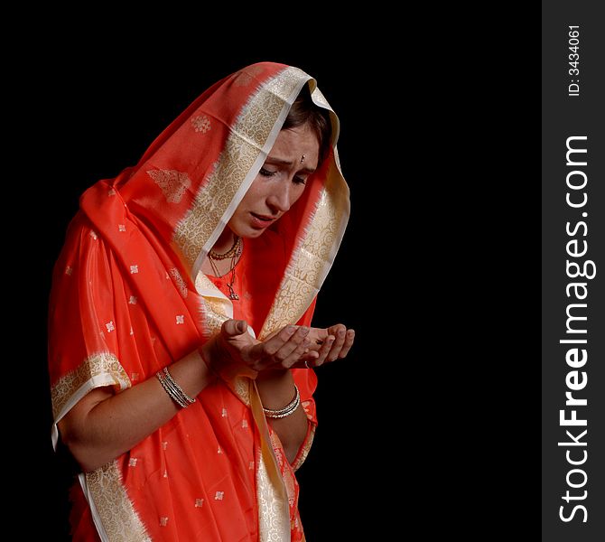 Girl in traditional red indian sari. Girl in traditional red indian sari