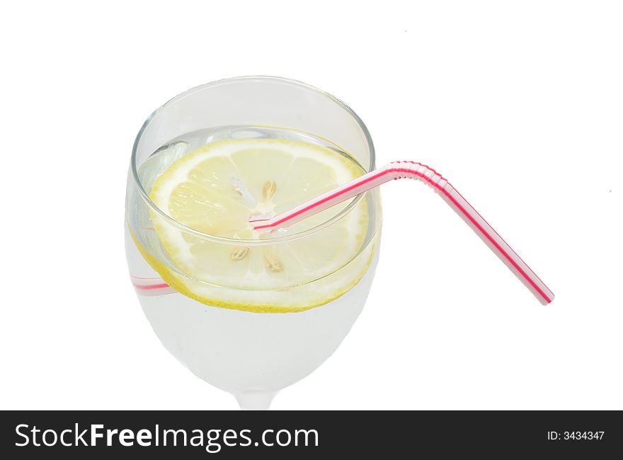 Glass with straw and lemon 3