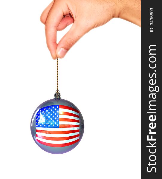 Ball with usa flag in the hand