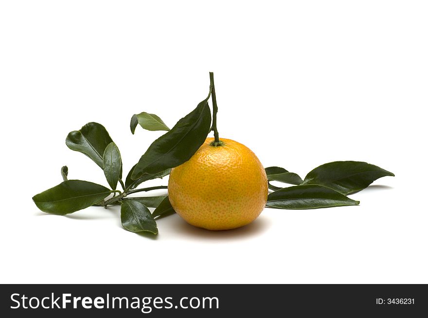 Fresh tangerine on white background