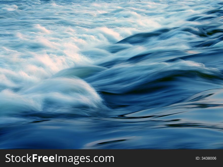 Long exposure of waves on river Sava, Croatia