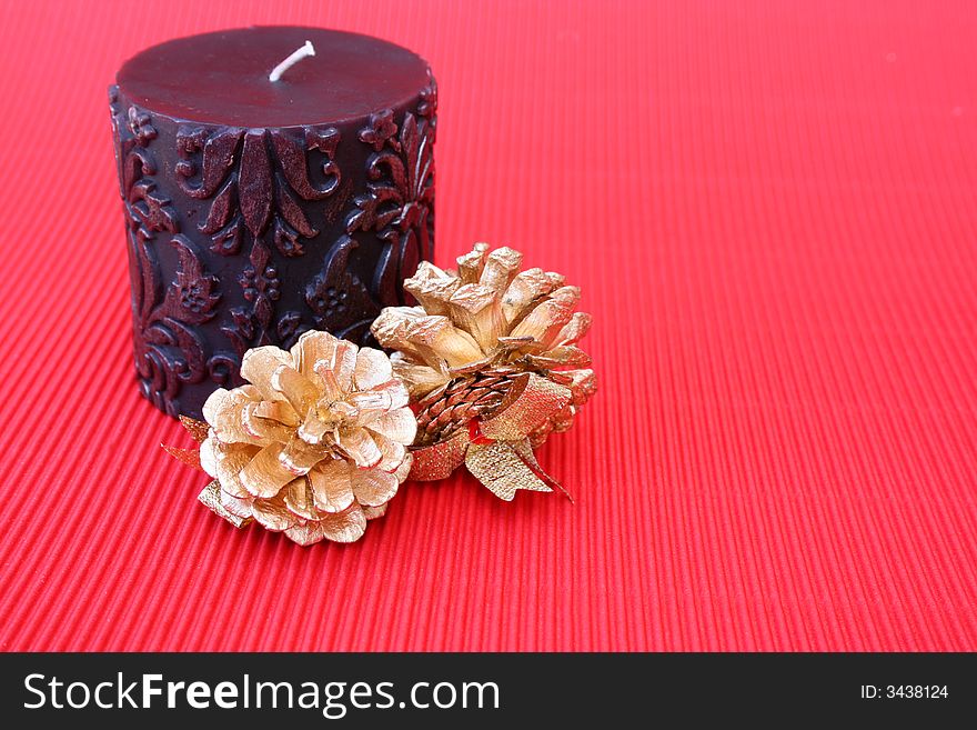 Candle and Pine Cones