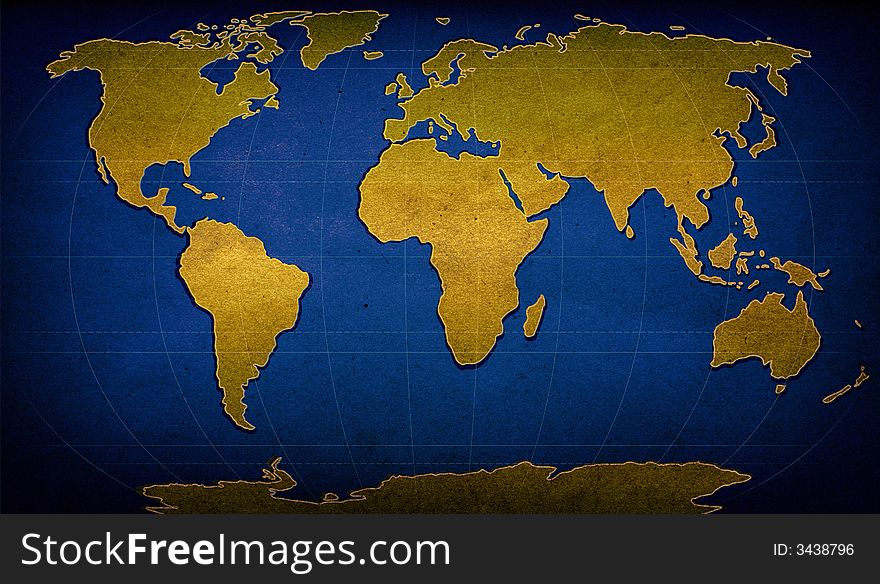 Illustration of world map on textured background. Illustration of world map on textured background
