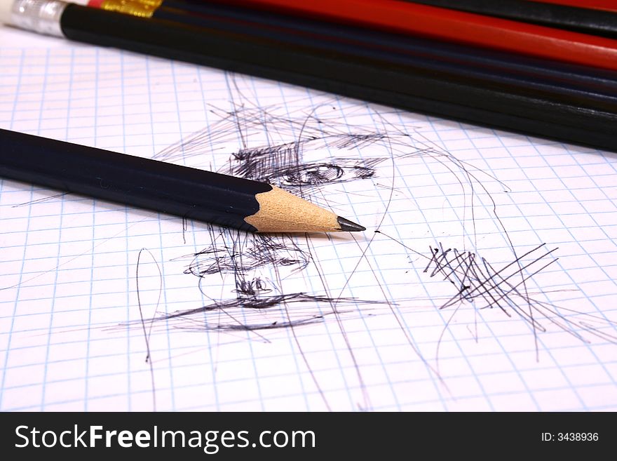 Pencil on white isolated background