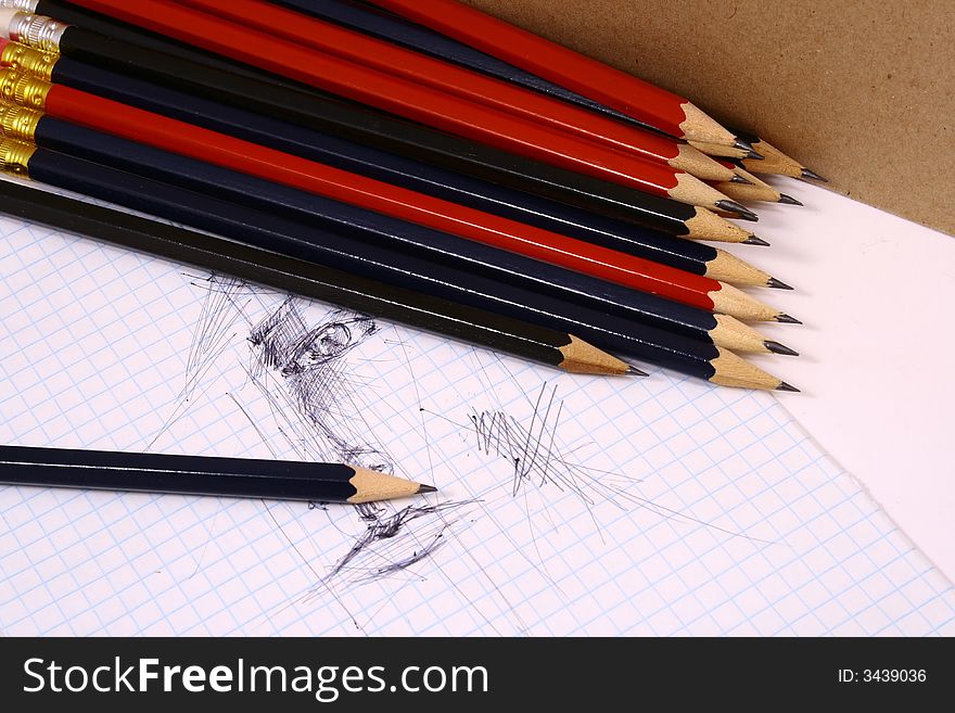 Pencil on white isolated backg