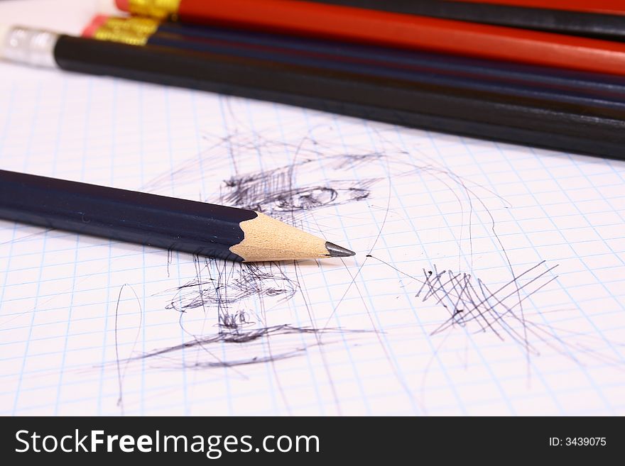 Pencil on white isolated background