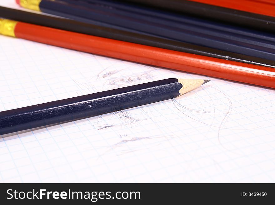 Pencil on white isolated background