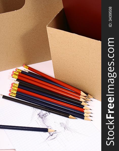 Pencil on white isolated background