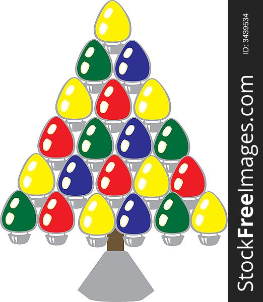 Christmas tree bulbs in the shape of a Christmas tree. Christmas tree bulbs in the shape of a Christmas tree