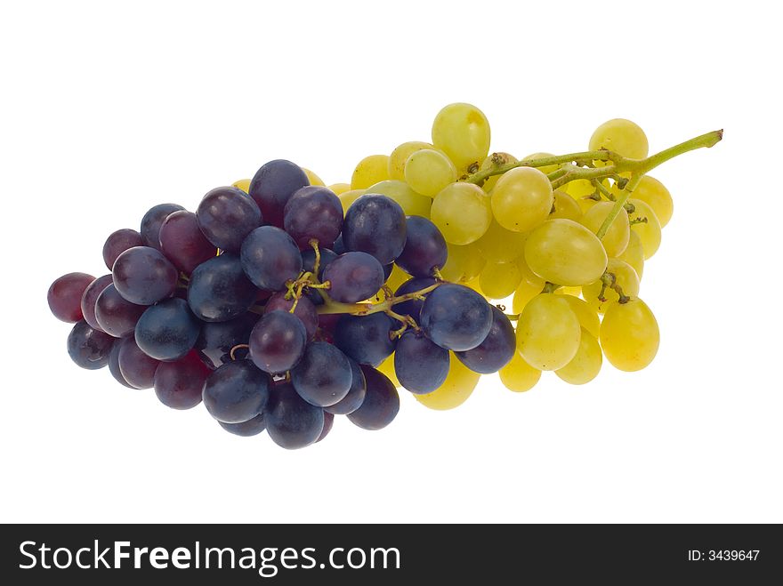Fresh grapes isolated on white
