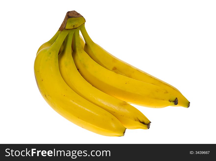 Fresh banana bundle isolated on white