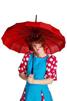 Woman With A Red Umbrella Royalty Free Stock Images
