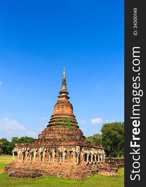 The famous ancient pagoda in Sukhothai ,Thailand. The famous ancient pagoda in Sukhothai ,Thailand