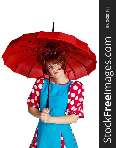 Woman with a red umbrella
