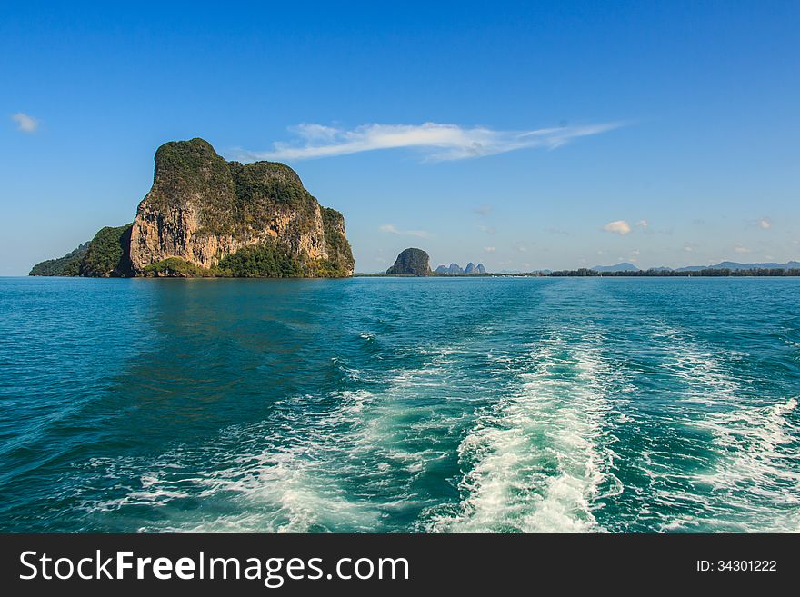 Wave on water from boat. Wave on water from boat.