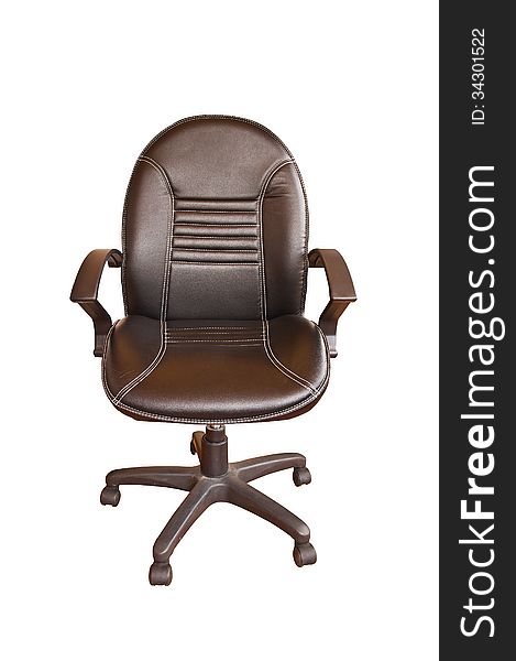 Brown leather chair on a white background
