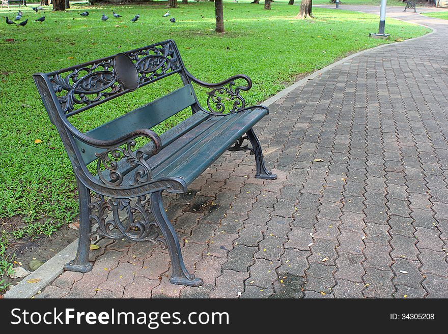 Bench in the park in thailand. Bench in the park in thailand