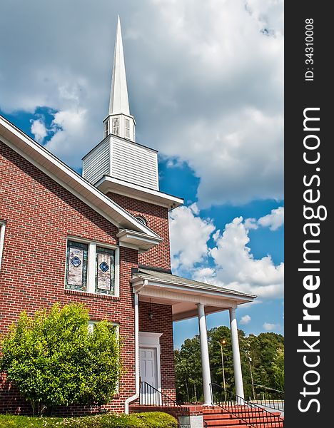 Exterior of modern American church with contemporary architecture