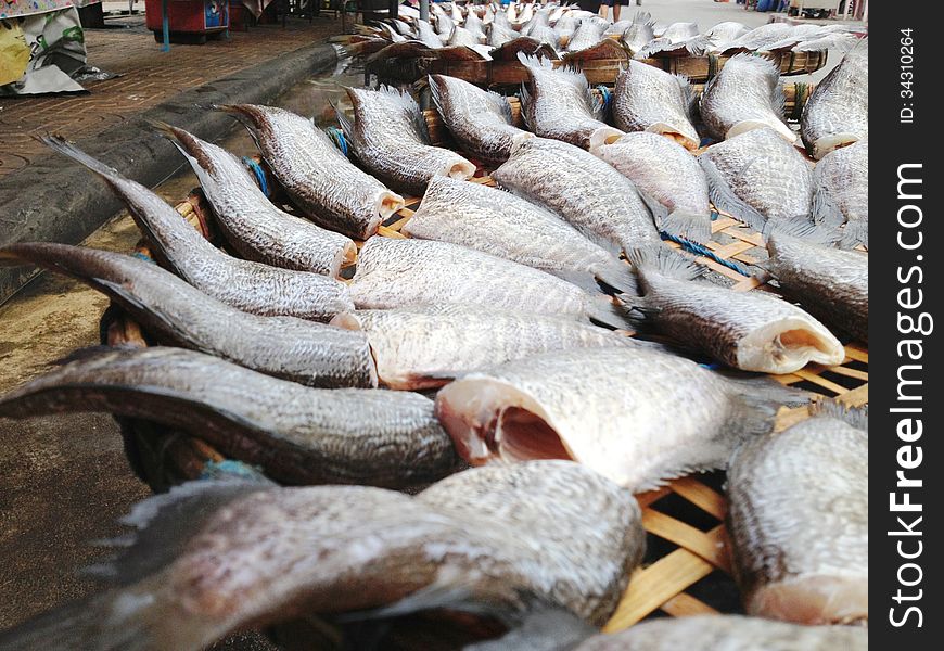 Snakeskin gourami fishes in local market, Thailand