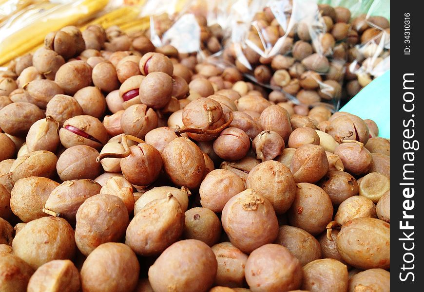 Boiled Bambara Groundnut, a kind of Thai sweetmeat, is a popular form of street food in Thailand