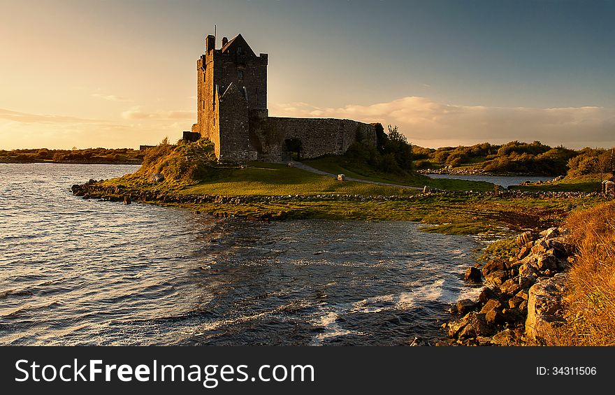 View of the Dunguaire Castle at sunset