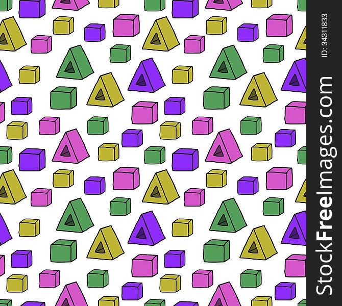 Seamless Pattern With Color Shapes