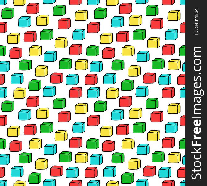 Seamless Pattern With Color Cubes