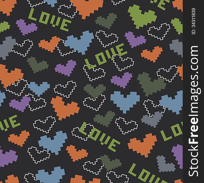 Seamless Pattern With Color Hearts