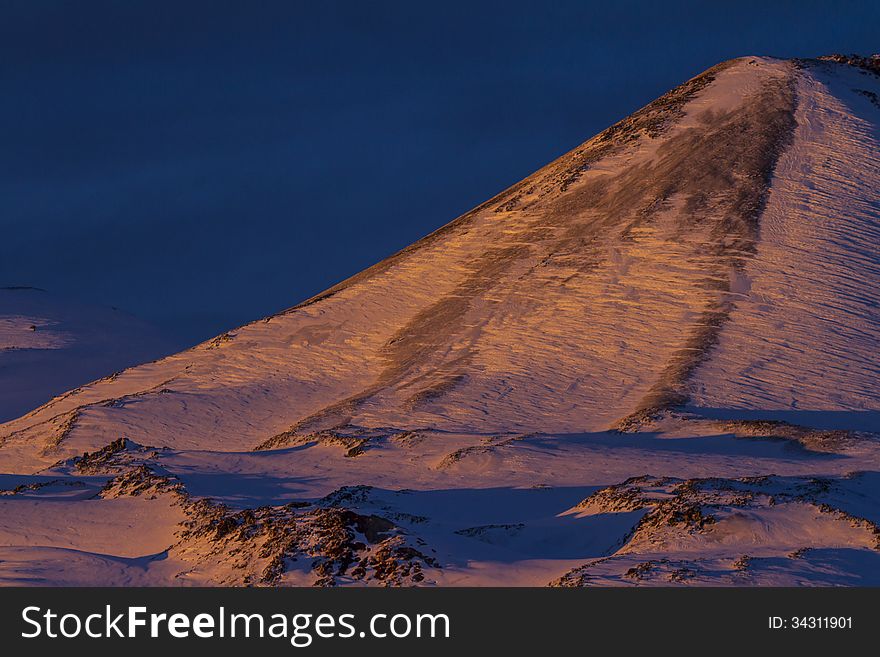 Beautiful sunset in the mountains. Chile