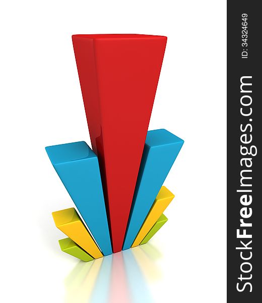 3d colorful business bar chart graph red top
