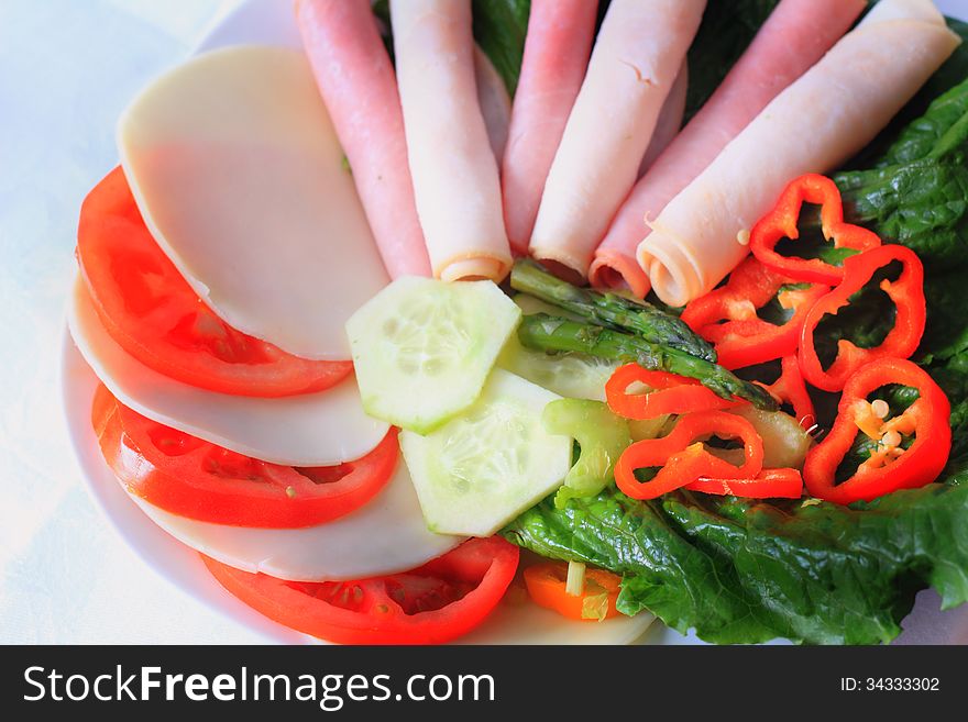 Pretty Veggie And Cold Cut Platter