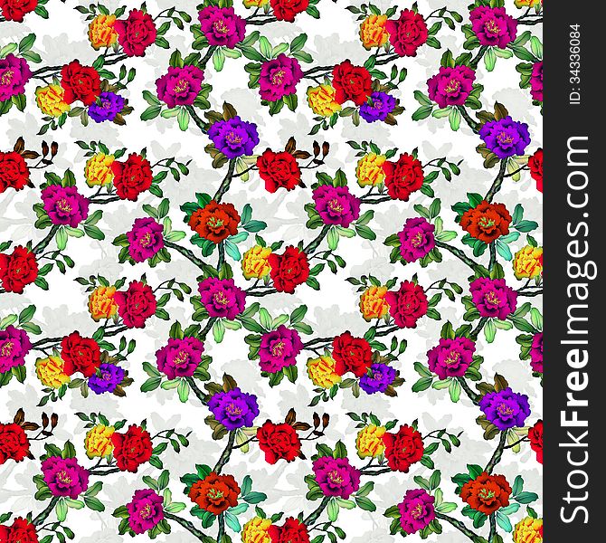 Seamless pattern of beautiful exotic flowers. Seamless pattern of beautiful exotic flowers